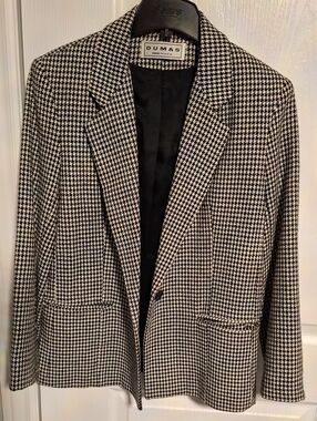 Pierre Dumas Black and White Houndstooth Blazer